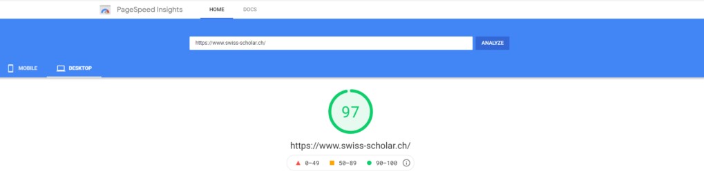 Intelvision and page speed testing Swiss Scholar